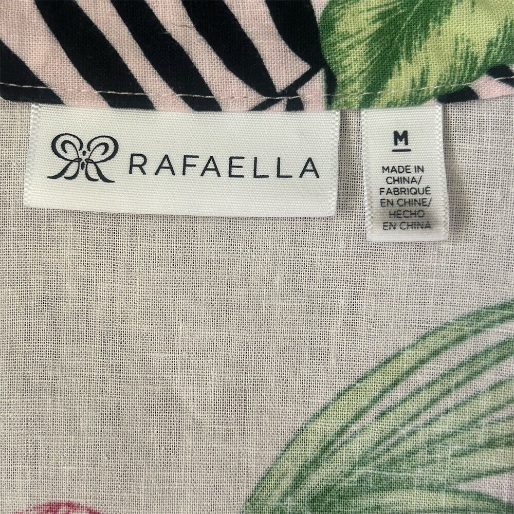 Rafaella Dress Womens M Pink Green Tropical Floral Button Front Midi - Picture 5 of 11